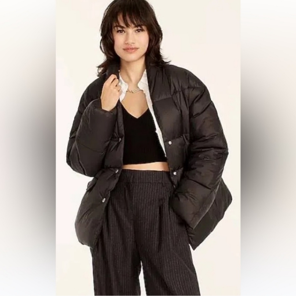 J CREW Signature Puffer Black Women's XL Jacket WORN ONCE